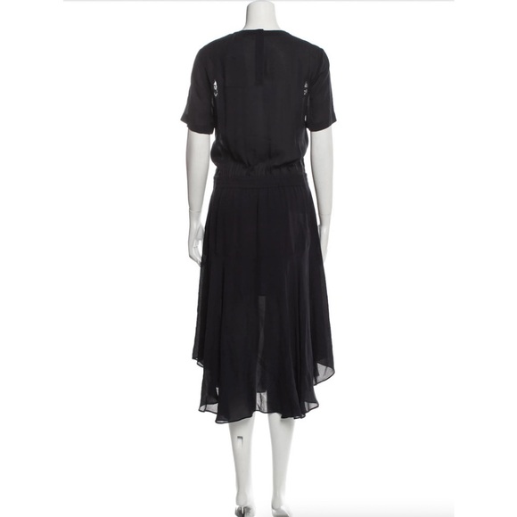 A.L.C. Silk Navy Midi Dress with Black Lace Detail sz 8 - Picture 14 of 14